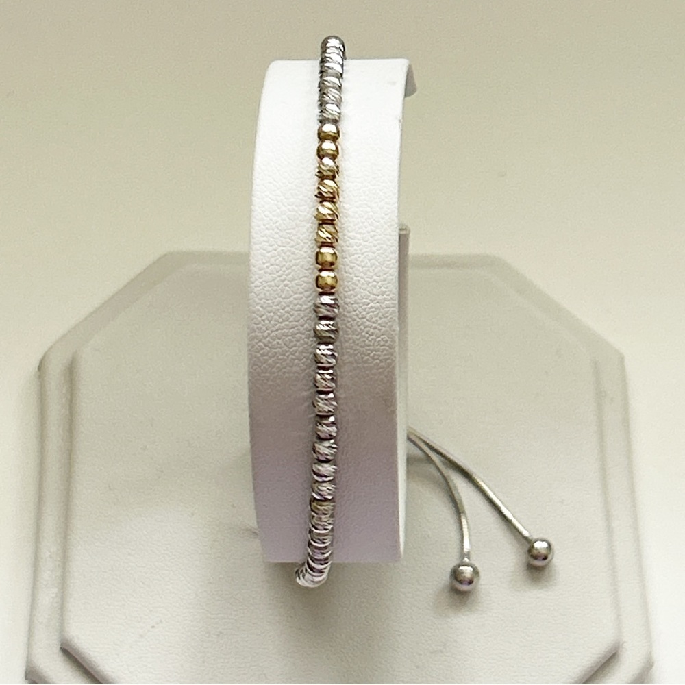 Sterling Silver 14 Karat Yellow Gold Bead Bracelet